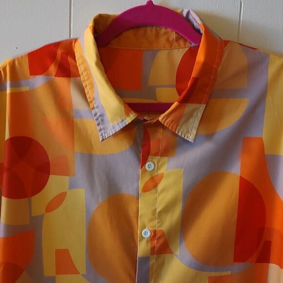Retro Geometric Men's Shirt Size 3XL - Picture 3 of 7